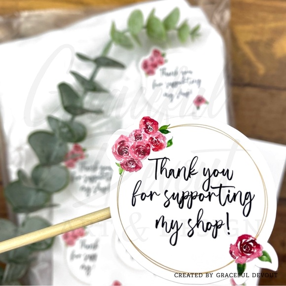 Thank You For Supporting My Shop! - 2" (inches) Sticker - (48ct.) [GD9-48] - Picture 2 of 5